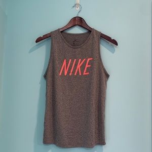 Nike Sportswear Women's Muscle Tank Top in Heather Grey with Neon Pink Logo